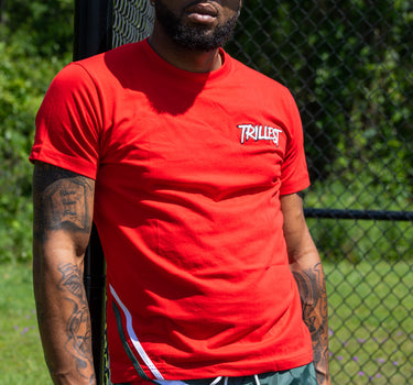 Red 2 Stripe Logo Tee