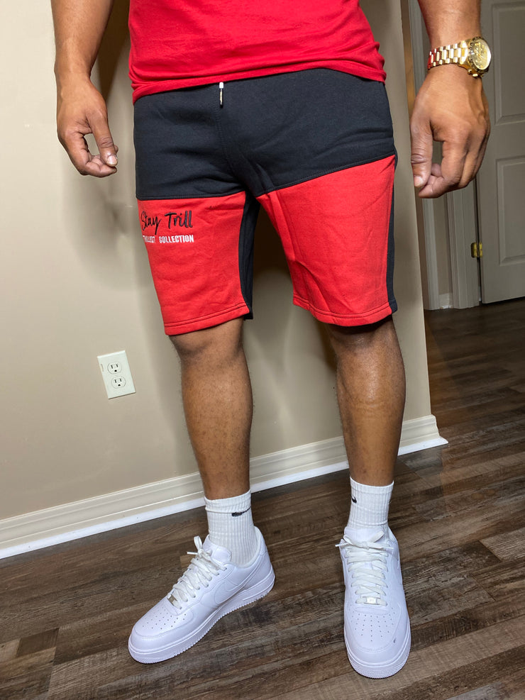 Stay Trill Black/Red 2 Tone Shorts