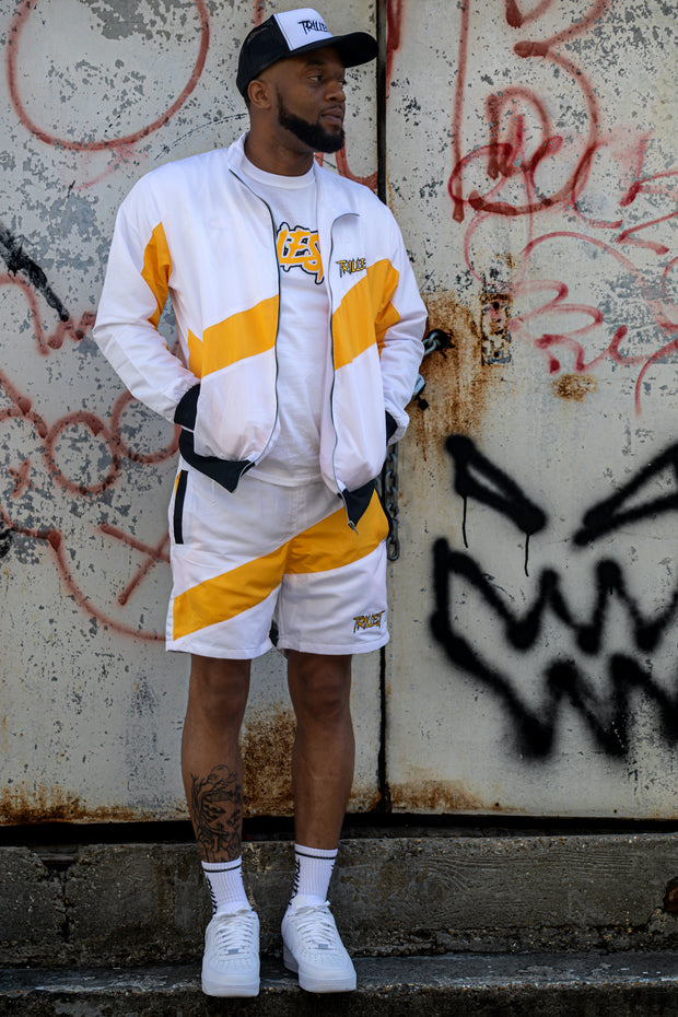 Yellow black and deals white windbreaker