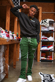 Trillest Stacked Track Pants - Green\Black