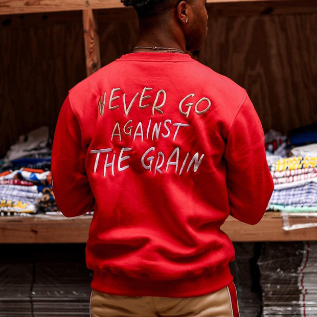 Against The Grain Crewneck - Red/Cream