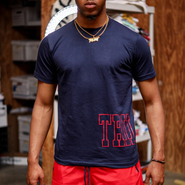 Trillest Big Side Logo Tee - Navy\Red